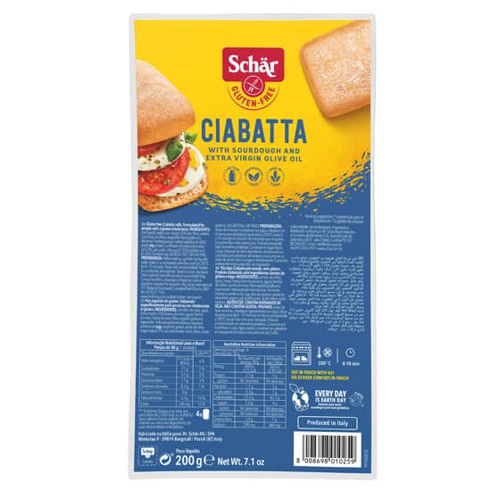 Ψωμάκια Στρογγυλά ‘Ciabatta’ χωρίς γλουτένη (200γρ) - Dr Schär