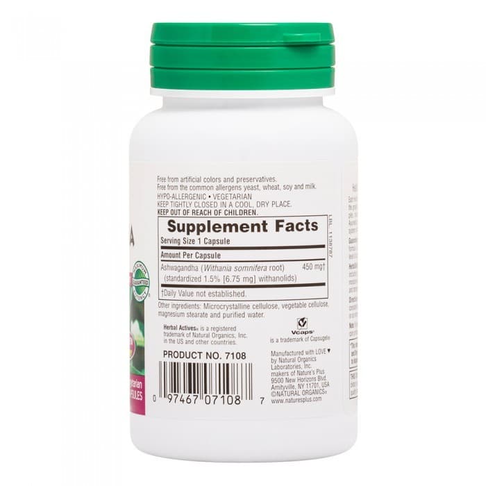 ASHWAGANDHA 450 mg 60 φυτικές caps - Natures Plus - Thumbnail 2