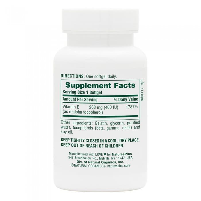 VITAMIN E 400 IU 60 Softgels - Natures Plus - Thumbnail 2