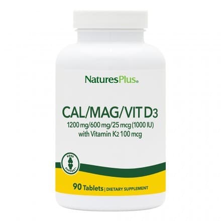 CAL/MAG/VIT D3/ VIT K2 90 Tabs - Natures Plus - Image 1