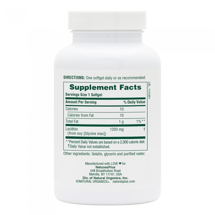 LECITHIN 1200 mg 90 μαλακές κάψουλες - Natures Plus - Thumbnail 2