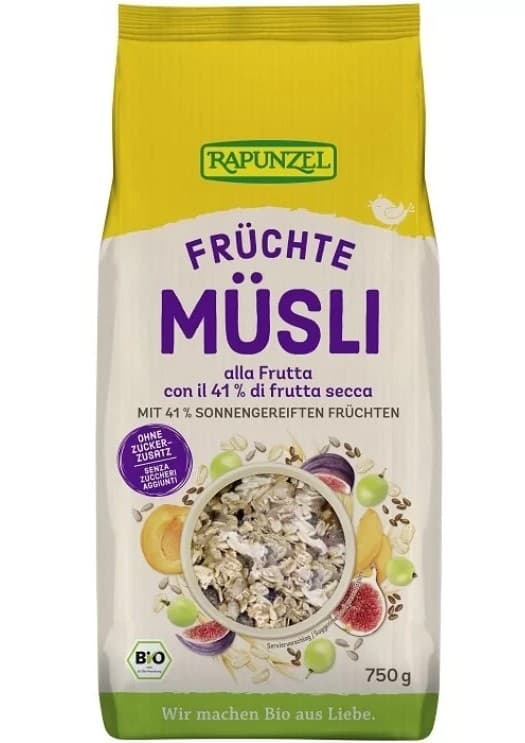 Muesli Φρούτων Χωρίς Ζάχαρη Bio 750gr - Rapunzel - Image 1
