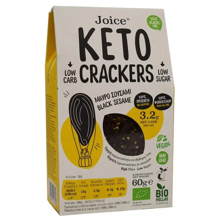 Κράκερς KETO με μαύρο σουσάμι BIO 60gr - Joice