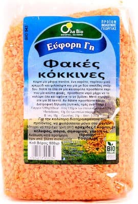 Φακές Κόκκινες Bio 500gr - Βιο Υγεία