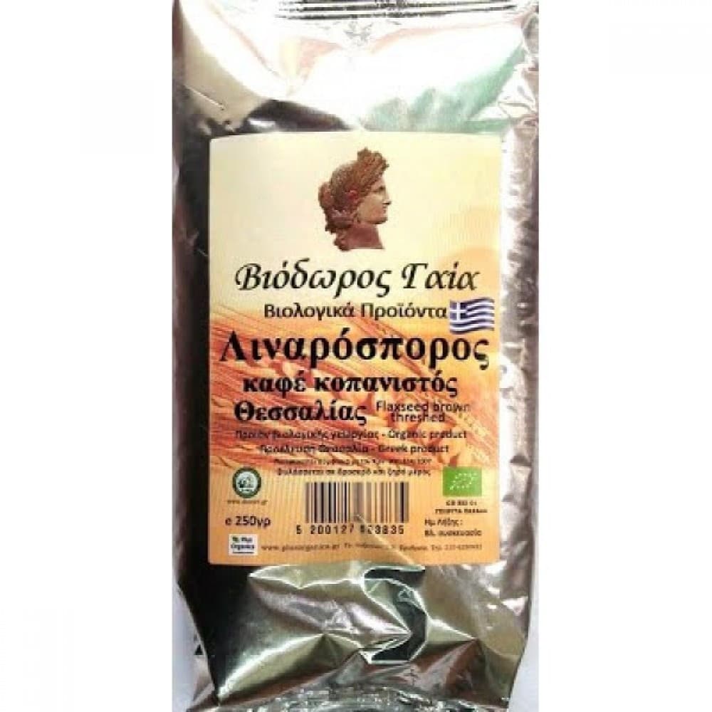 Λιναρόσπορος Καφέ κοπανιστός Ελληνικός  ΒΙΟ 250 gr -  Βιόδωρος Γαία - Image 1