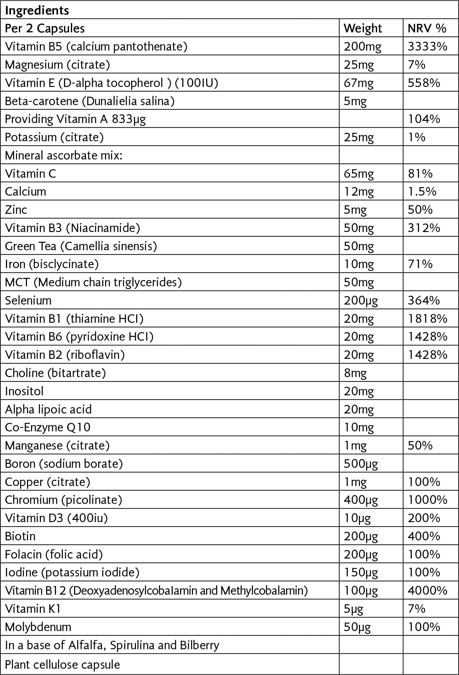 Sports Formula Multivitamin Veg 60 Caps - Viridian - Thumbnail 2