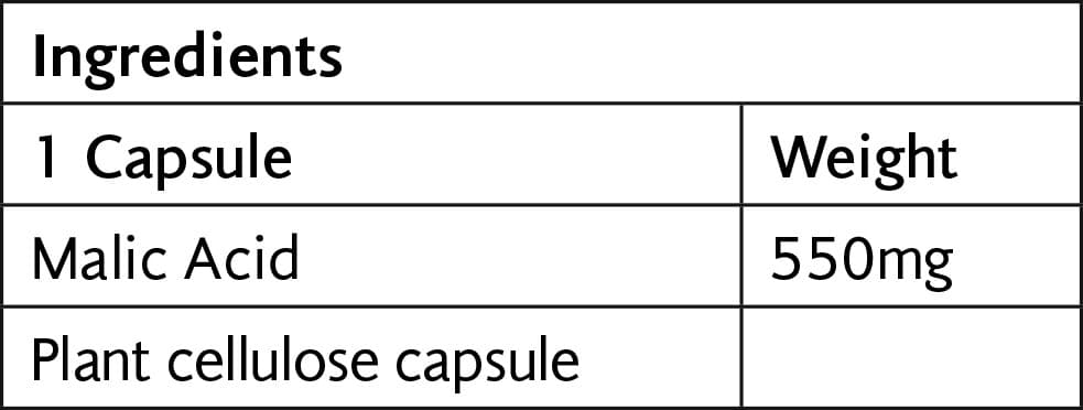 Malic Acid 550mg Veg 90 Caps - Viridian - Thumbnail 2