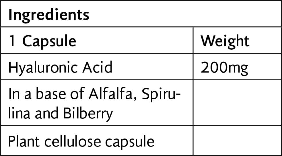 Hyaluronic Acid 200mg (High Potency) Veg 30 Caps - Viridian - Thumbnail 2