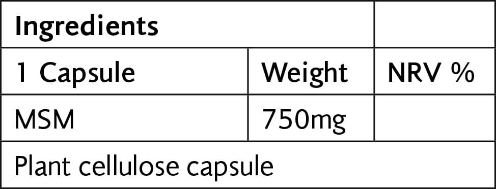 MSM 750mg Veg 90 Caps - Viridian - Thumbnail 2