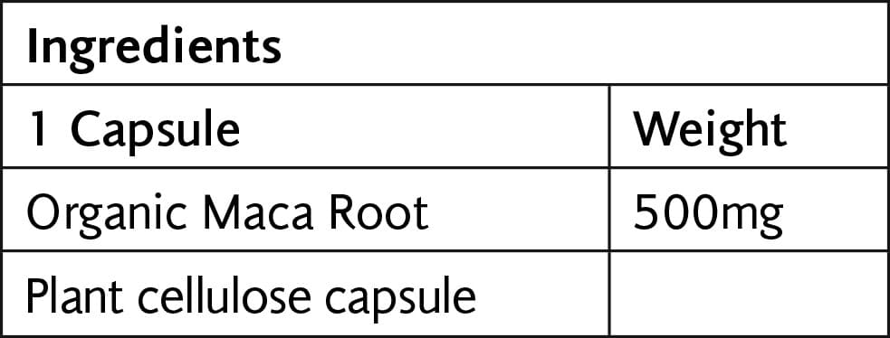 Maca Root 500mg Veg 60 Caps (Organic) - Viridian - Thumbnail 2