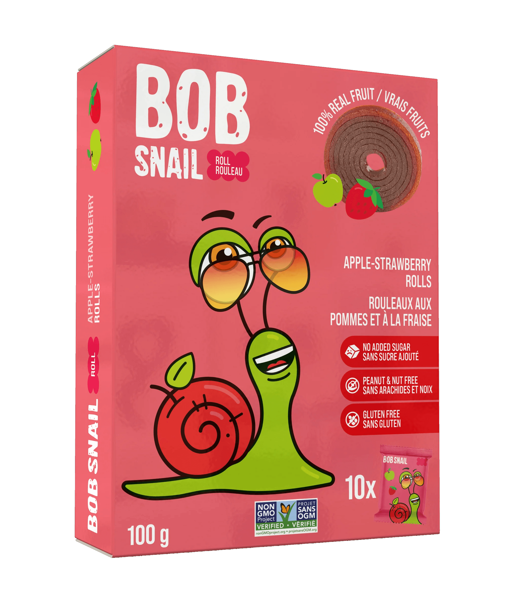 Fruit Rolls Μήλο - Φράουλα 100 gr - Bob Snail