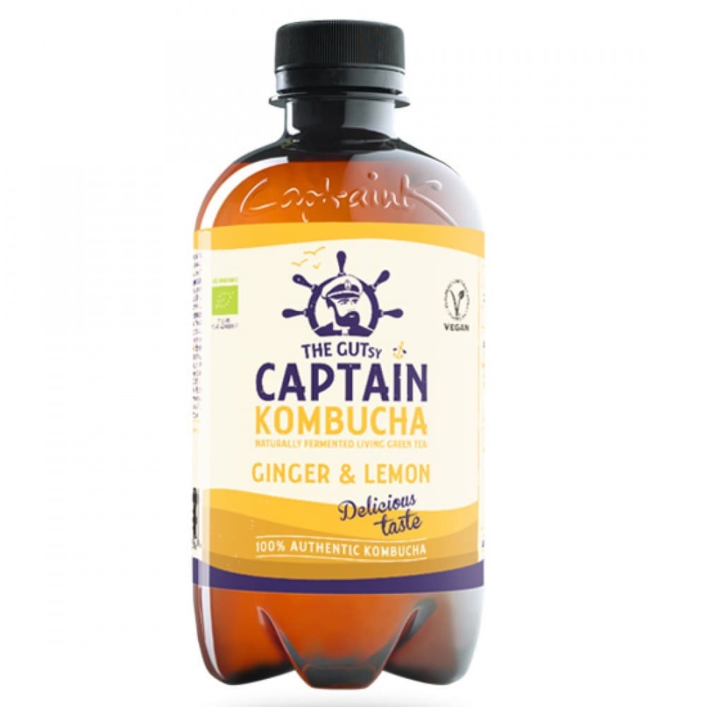 Κομπούχα 'Τζίντζερ & Λεμόνι' 400ml - Kombucha Ginger Lemon - Gutsy Captain