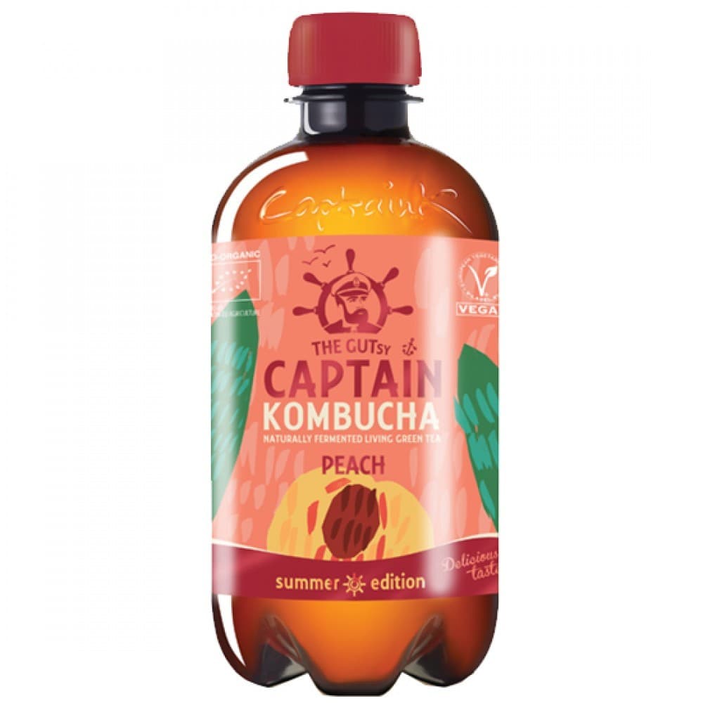Κομπούχα 'Ροδάκινο' - Kombucha Peach (400ml) - Gutsy Captain - Image 1