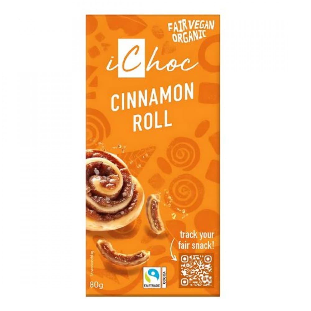 Vegan Σοκολάτα με Γέμιση Cinnamon Roll 80γρ -  iChoc