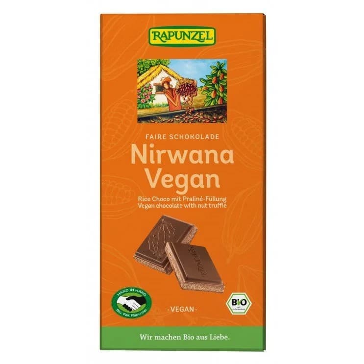 Σοκολάτα ΝΙΡΒΑΝΑ με Γέμιση Πραλίνας Vegan ΒΙΟ 100gr - Rapunzel