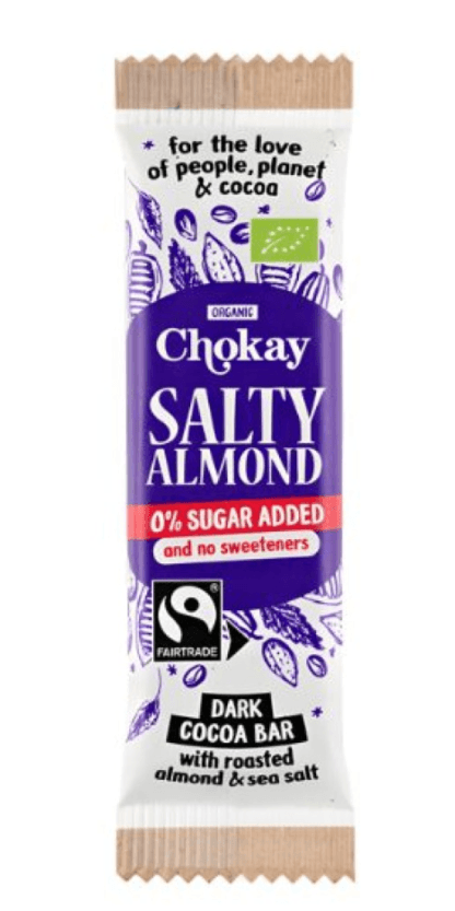 Μαύρη Σοκολάτα με Αλατισμένα Αμύγδαλα 'Salty Almond' Χωρίς Γλουτένη & Χωρίς Ζάχαρη (30γρ) - Chokay