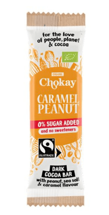 Μαύρη Σοκολάτα με Καραμέλα & Φυστίκι 'Caramel Peanut' Χωρίς Γλουτένη & Χωρίς Ζάχαρη (30γρ) - Chokay