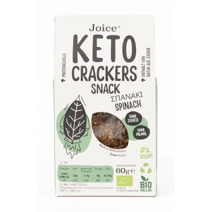 Κράκερ KETO με σπανάκι BIO 60gr - Joice