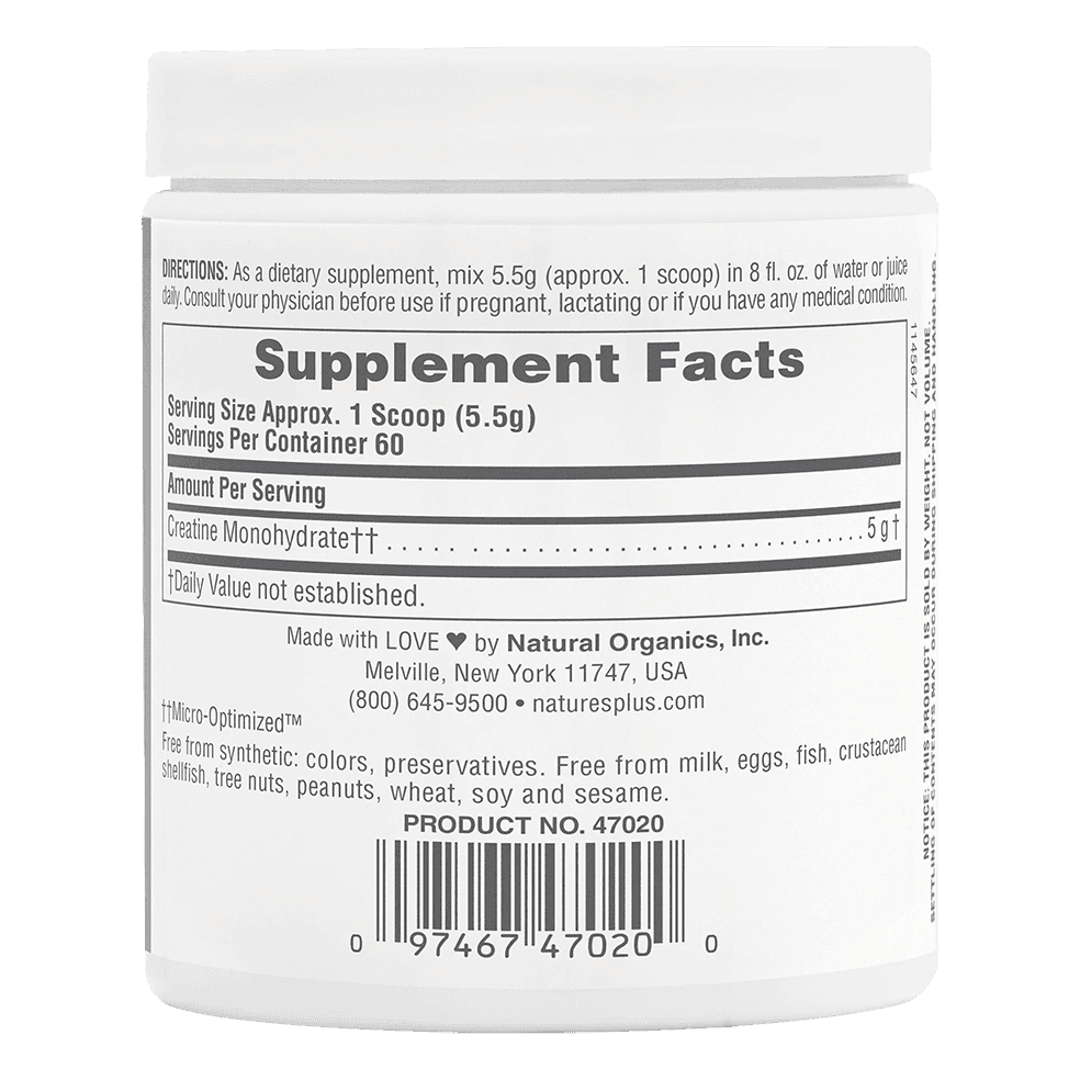 Creatine Monohydrate Powder Μονοϋδρική Κρεατίνη Χωρίς Γεύση 330gr - Natures Plus - Thumbnail 2