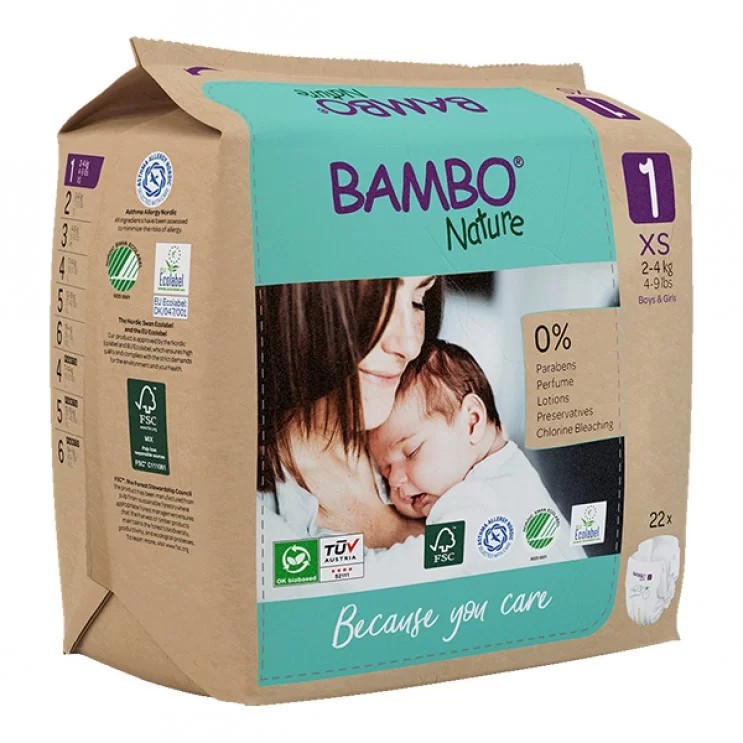 Πάνες XS Νο.1 2-4kg 22τμχ. - Bambo Nature