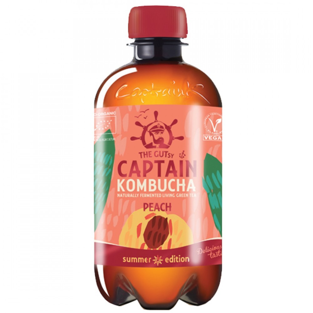 Κομπούχα 'Ροδάκινο' - Kombucha Peach (400ml) - Gutsy Captain
