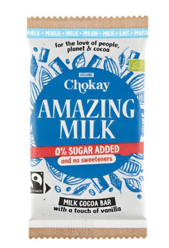 Σοκολάτα Γάλακτος 'Amazing Milk' Χωρίς Γλουτένη & Χωρίς Ζάχαρη (70γρ) - Chokay