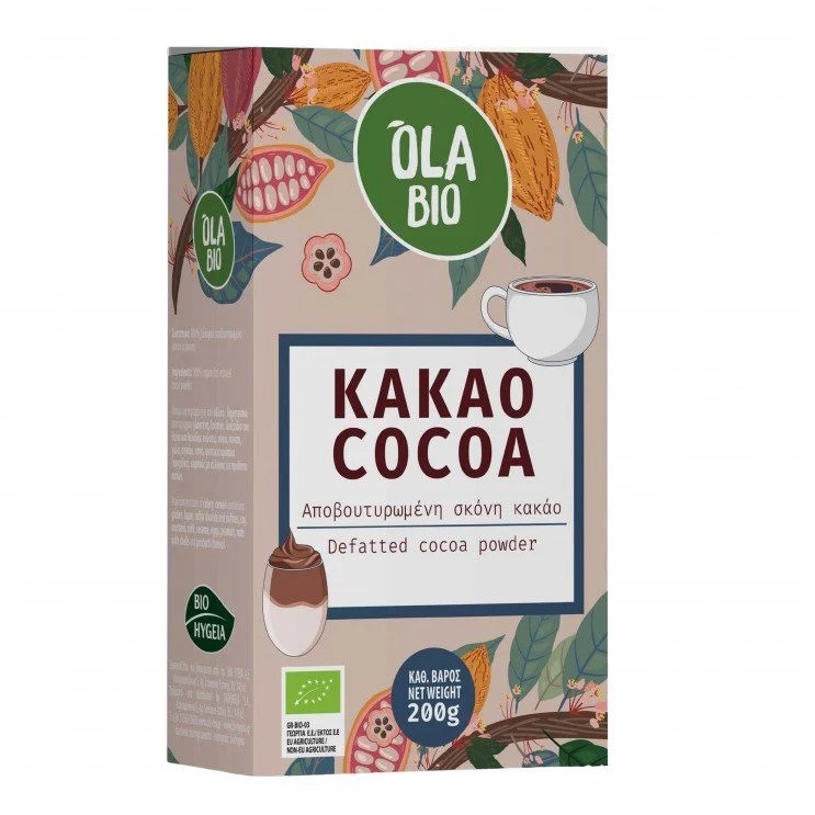 Κακάο - Cacao (Ημιαποβουτυρωμένο) Κουτί ΒΙΟ 200gr - OLA BIO